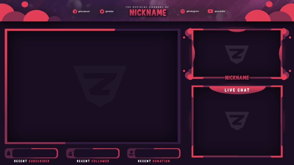 Stream Overlay - Blue and Pink | Free PSD - Zonic Design Download