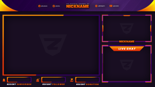 Stream Overlay - Orange and Purple - Zonic Design Download